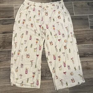 Soma‎ XL Cool Nights PJ Crop Pants - Drink On Me Cocktail Pajama Women's Soft
